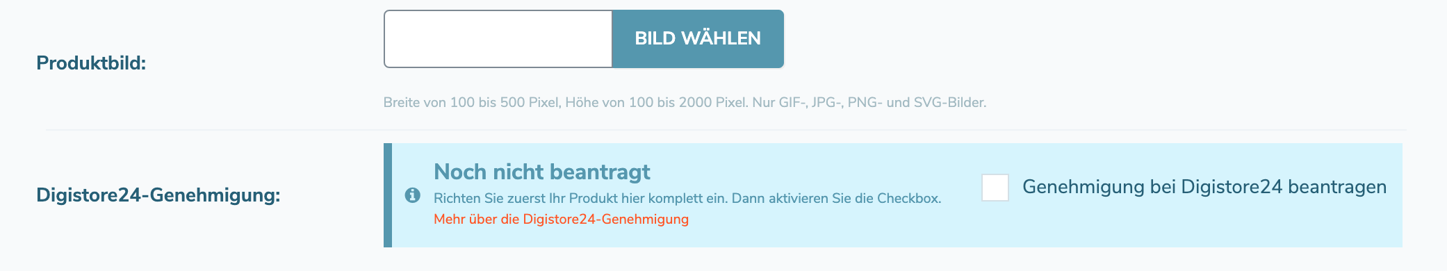 Produktbild und Genehmigung